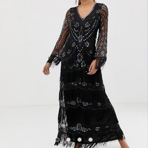 ASOS embellished maxi long sleeve dress